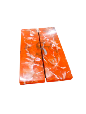 Dark Orange White Shades Epoxy Resin Knife Handle Scales