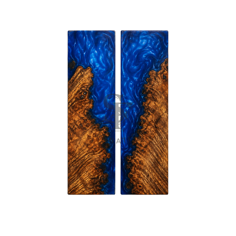 Mongo Wood with Epoxy Resin Blue Hybrid Scales
