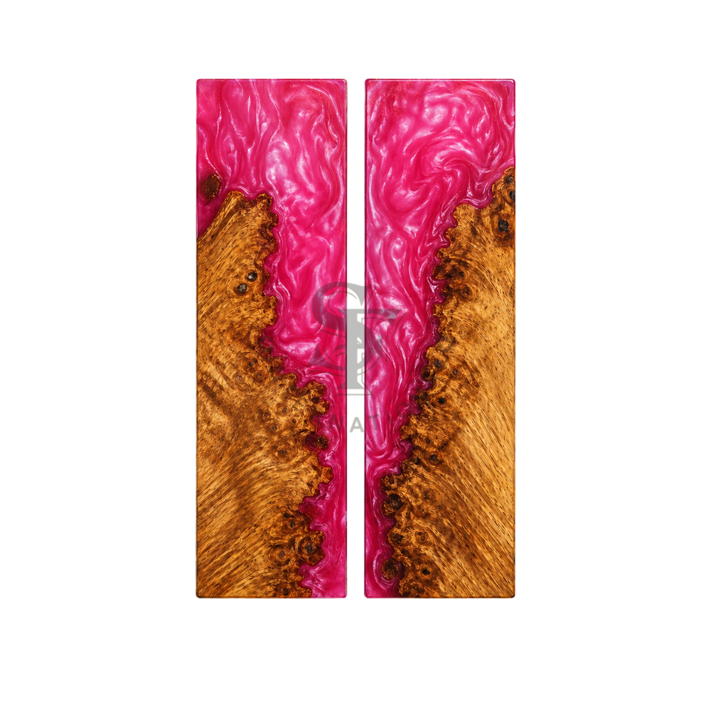 Mongo Wood with Epoxy Resin Pink Hybrid Scales