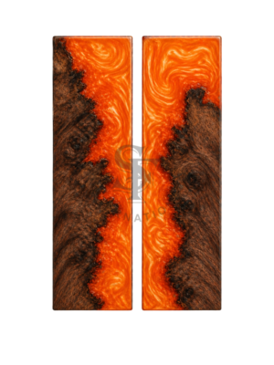 Walnut Wood with Epoxy Resin Orange Hybrid Scales