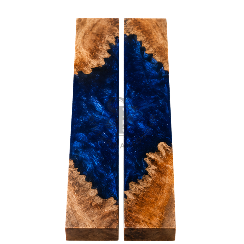 Mango Wood with Blue Epoxy Resin Hybrid Scales