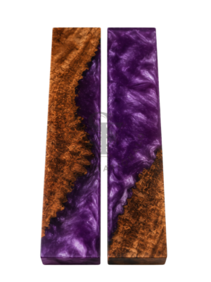 Walnut Wood with Purple Epoxy Resin Hybrid Scales