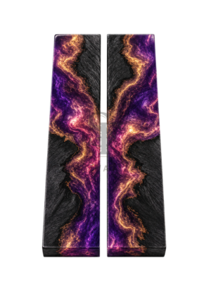 Black Ebony Wood with Golden Pink Purple Mix Epoxy Resin Hybrid Scales