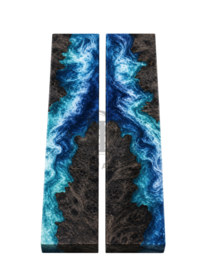 Black Ebony Wood with Sky Blue Water Epoxy Resin Hybrid Scales