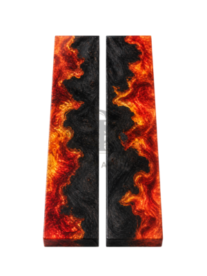 Black Ebony Wood with Orange lava Epoxy Resin Hybrid Scales