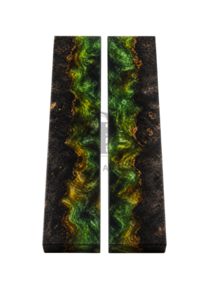 Black Ebony Wood with Green yellow mix Epoxy Resin Hybrid Scales