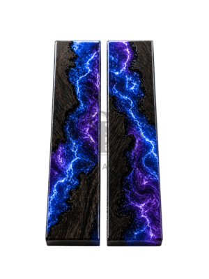 Black Ebony Wood with Dark Blue & Purple Color Mix Epoxy Resin Hybrid Scales