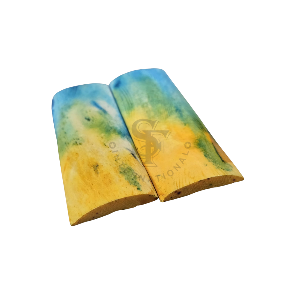 Double Dyed Stabilized Multi Color Blue & Yellow Burst Bone Scales - Image 3