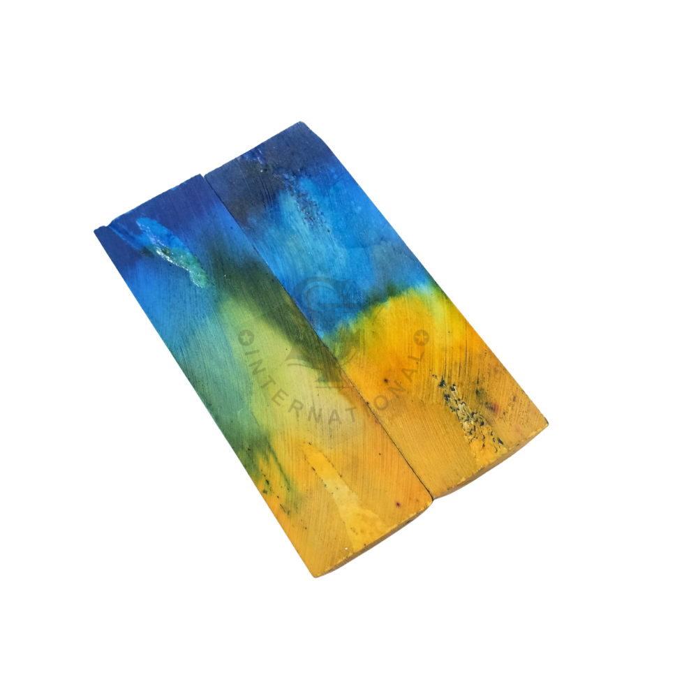 Double Dyed Stabilized Multi Color Blue & Yellow Burst Bone Scales - Image 2