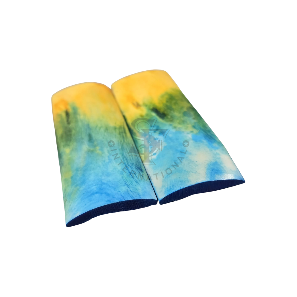 Double Dyed Stabilized Multi Color Turquoise & Yellow Bone Scales - Image 3