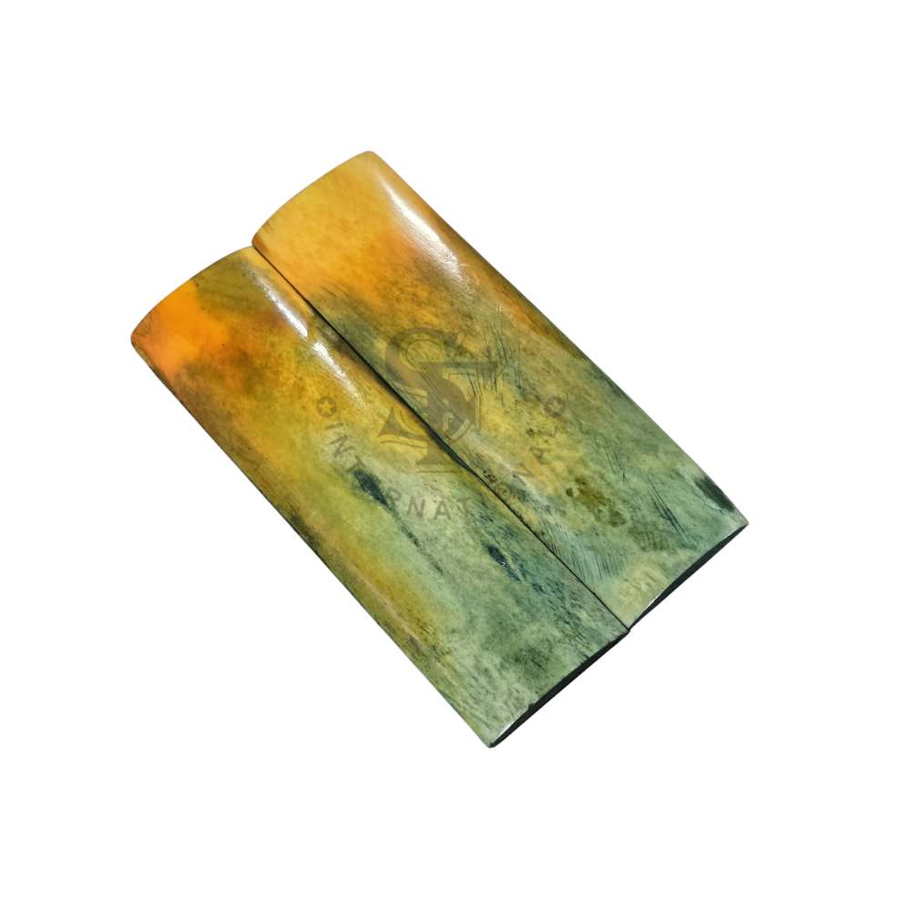 Double Dyed Stabilized Multi Color Dark Mustard Yellow & Green Bone Scales