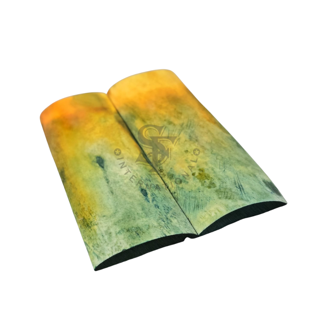 Double Dyed Stabilized Multi Color Dark Mustard Yellow & Green Bone Scales - Image 3