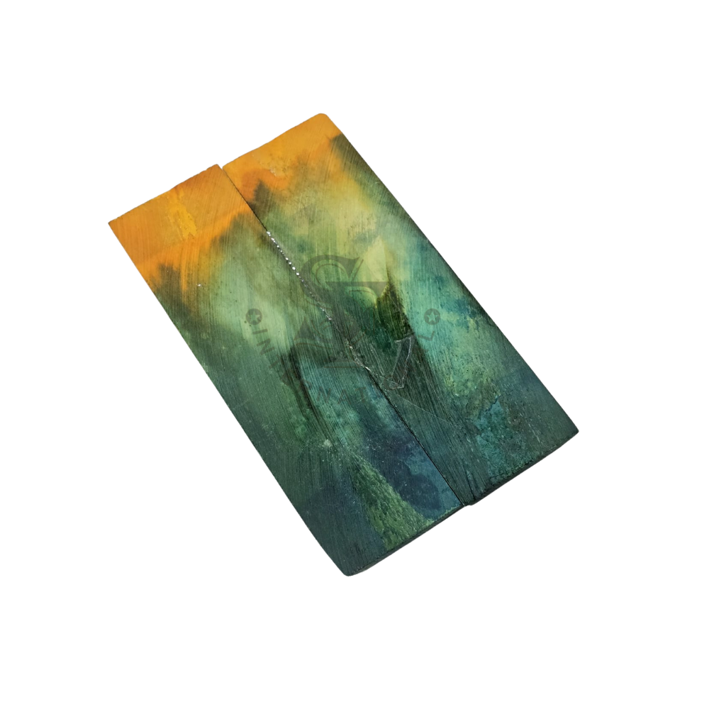 Double Dyed Stabilized Multi Color Dark Mustard Yellow & Green Bone Scales - Image 2