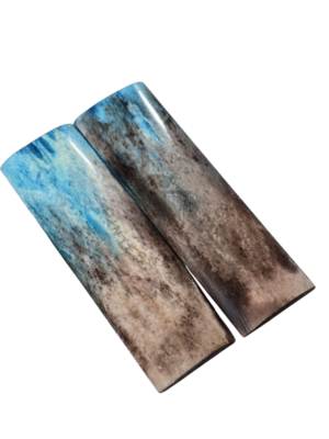 Double Dyed Stabilized Multi Color Dark Dust Brown & Turquoise Bone Scales