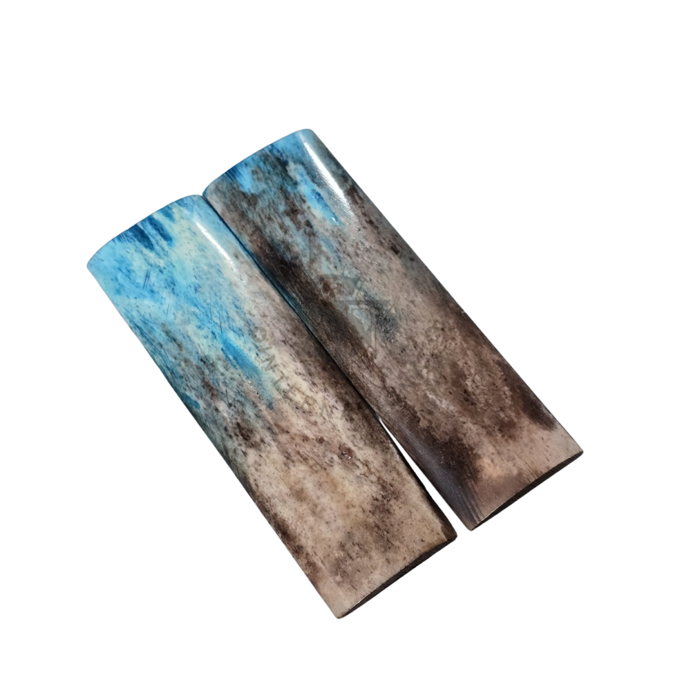 Double Dyed Stabilized Multi Color Dark Dust Brown & Turquoise Bone Scales