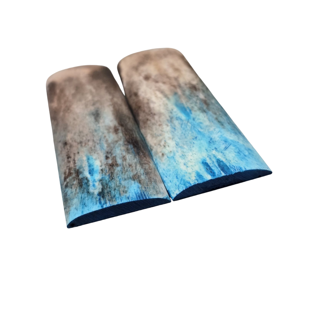 Double Dyed Stabilized Multi Color Dark Dust Brown & Turquoise Bone Scales - Image 3