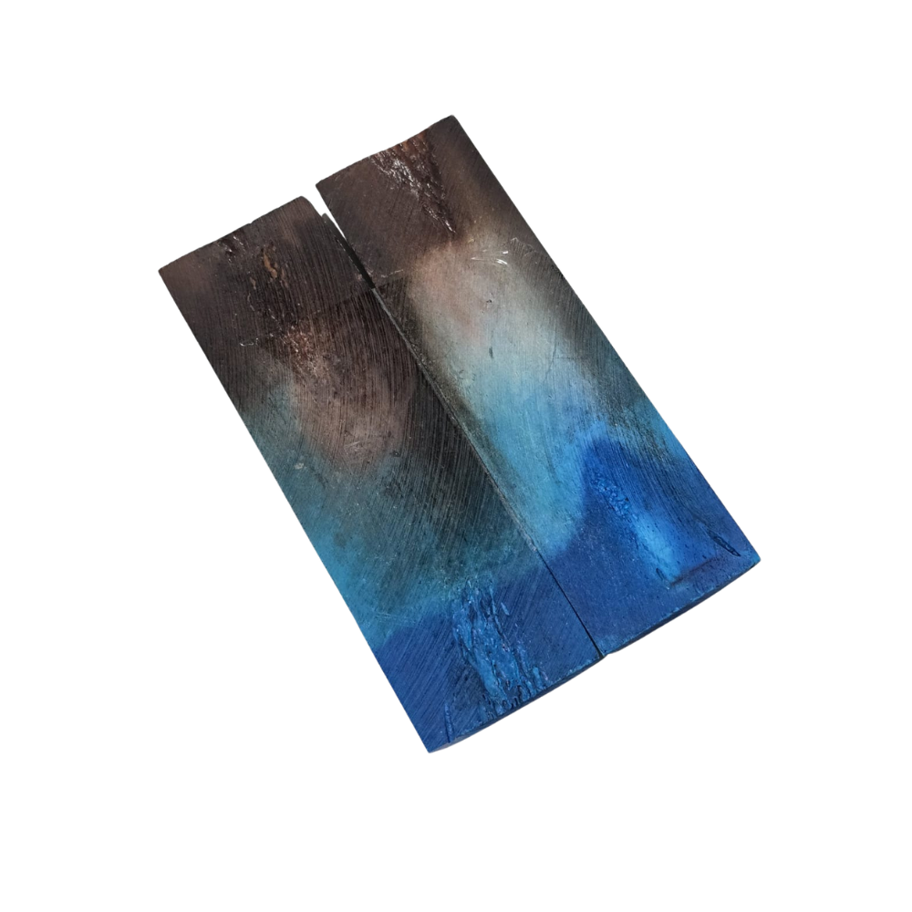 Double Dyed Stabilized Multi Color Dark Dust Brown & Turquoise Bone Scales - Image 2