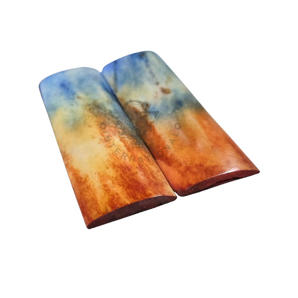 Double Dyed Stabilized Multi Color Amber Fire & Ice Mix Bone Scales - Image 3